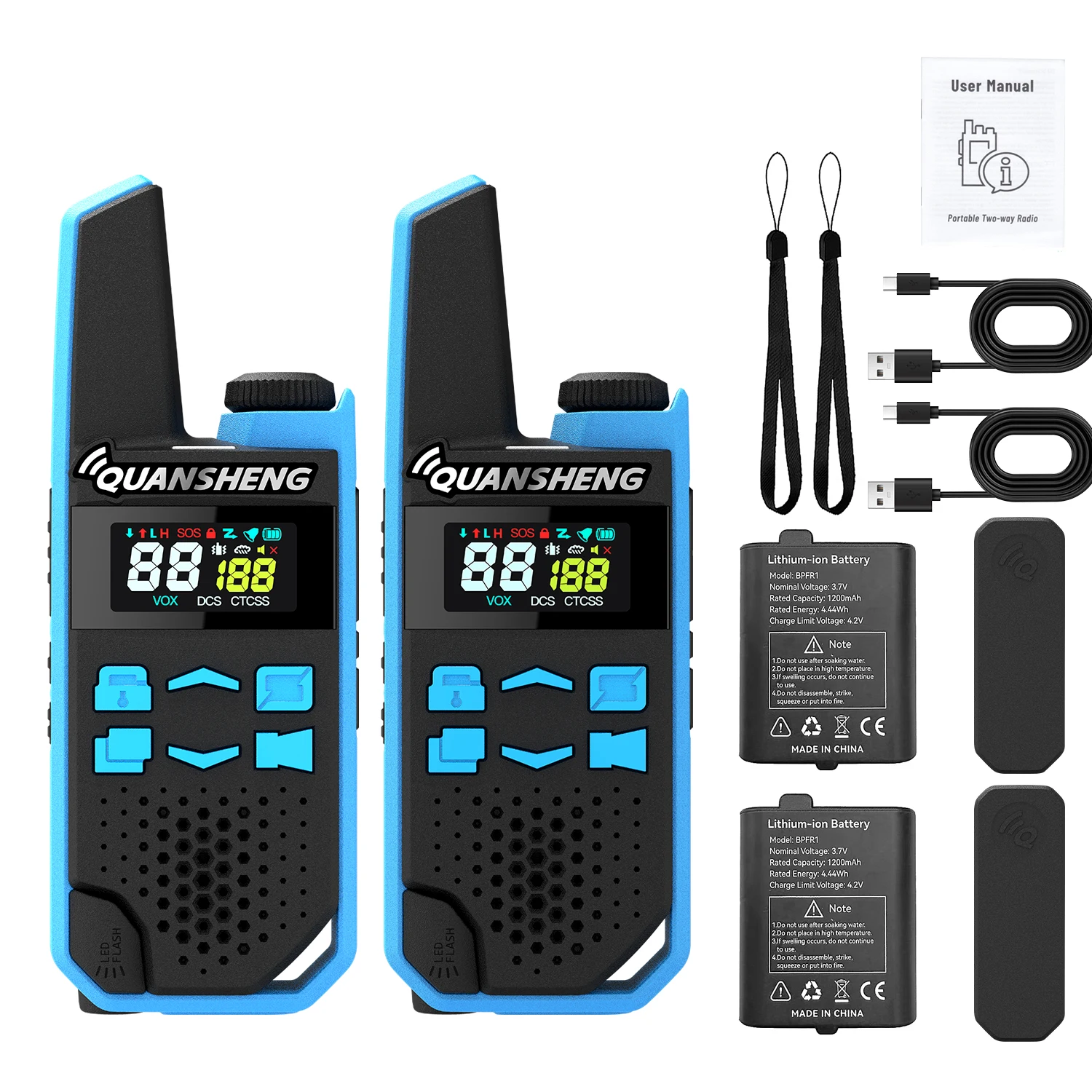 tg-fr1-pmr446無線機-16チャンネル、usb-c充電式双方向無線機（vox、sos、スキャン、懐中電灯機能付き、13インチ画面）