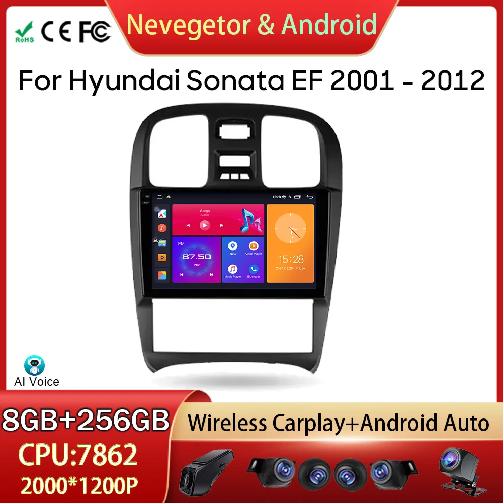 

GPS Navigation For Hyundai Sonata EF 2001 - 2012 Car Radio Multimedia Video Player Android Auto Carplay 5G WIFI BT No 2din DVD