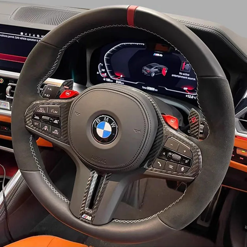 Hand-stitched Black Genuine Leather Suede Car Steering Wheel Cover For BMW M Sport G30 G31 G32 G20 G21 G14 G15 G16 X3