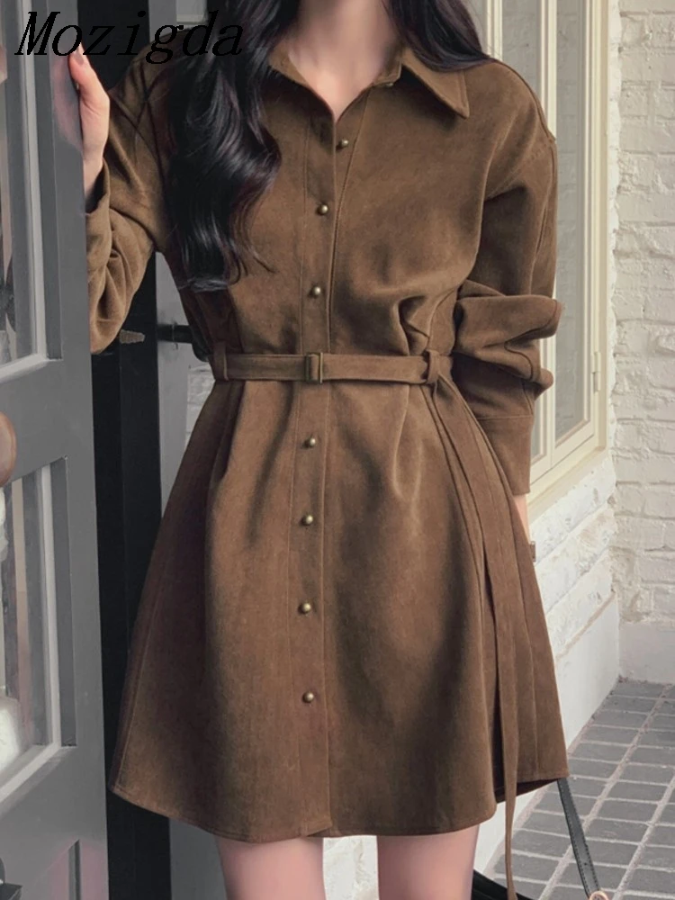 ربيع الخريف الدانتيل يصل قميص فستان المرأة الكورية سليم فستان بكم طويل النساء فساتين السيدات Vestidos #1