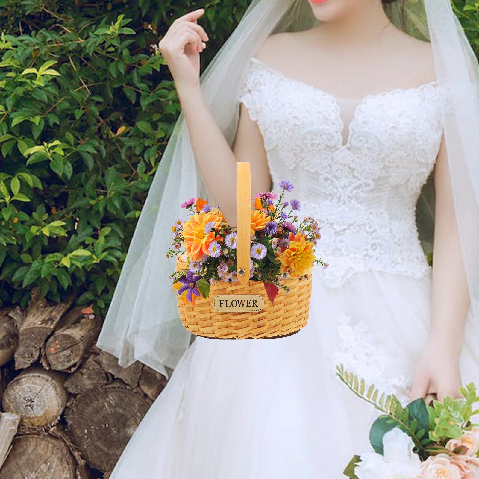 

Rattan Flower Baskets Woven Basket With Handle Handmade Wicker Arrangement Storage Basket Decorative Wedding Flower Holder