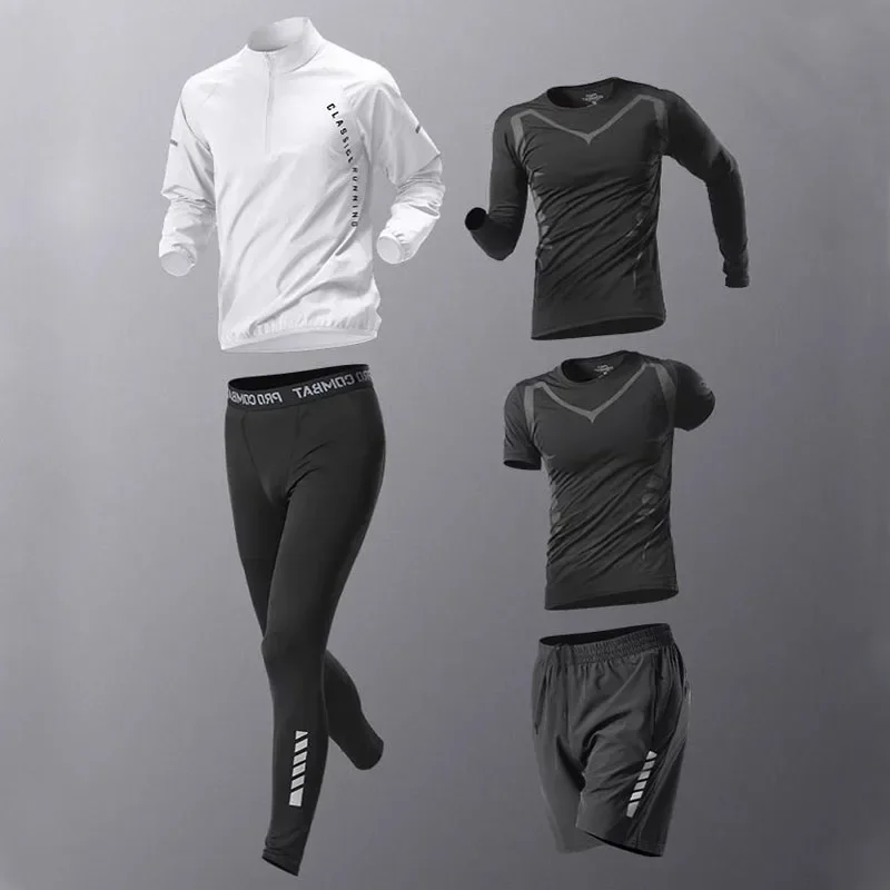 5 Pcs Sports Suit Autumn Quick Dry Athletic Outfit Fitness Gym Jogging Workout Running Training Clothes Set