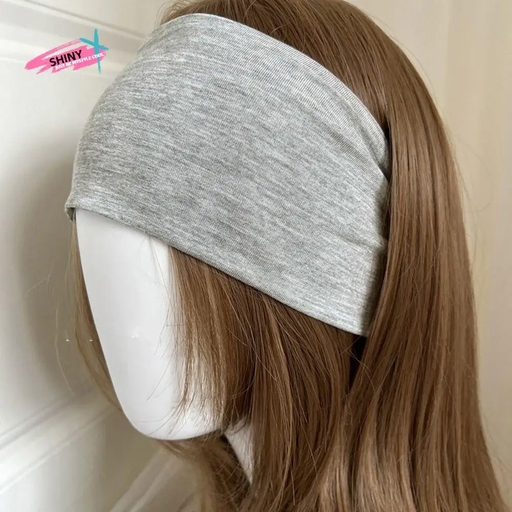 

Knit Cotton Elastic Headband Soft Sweat Absorbing Wide Knitted Headband Breathable Yoga Sports Hairband Sports Hairband Makeup