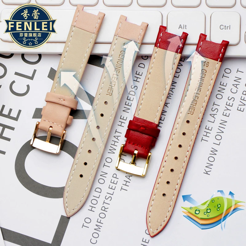 Genuine Leather Watch Band Women\'s Watch Strap for Folli Follie Lady Bubble Series Notch Pin Buckle Watch Bracelet 12MM 16MM 20