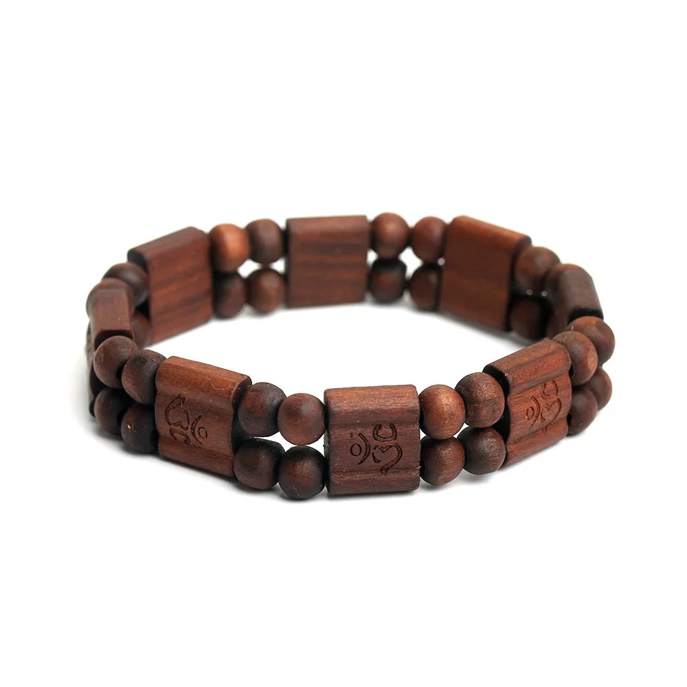 Manufacturer's direct sales of wooden OM bracelets, wooden bead string beads, elastic bracelets, foreign trade yoga,