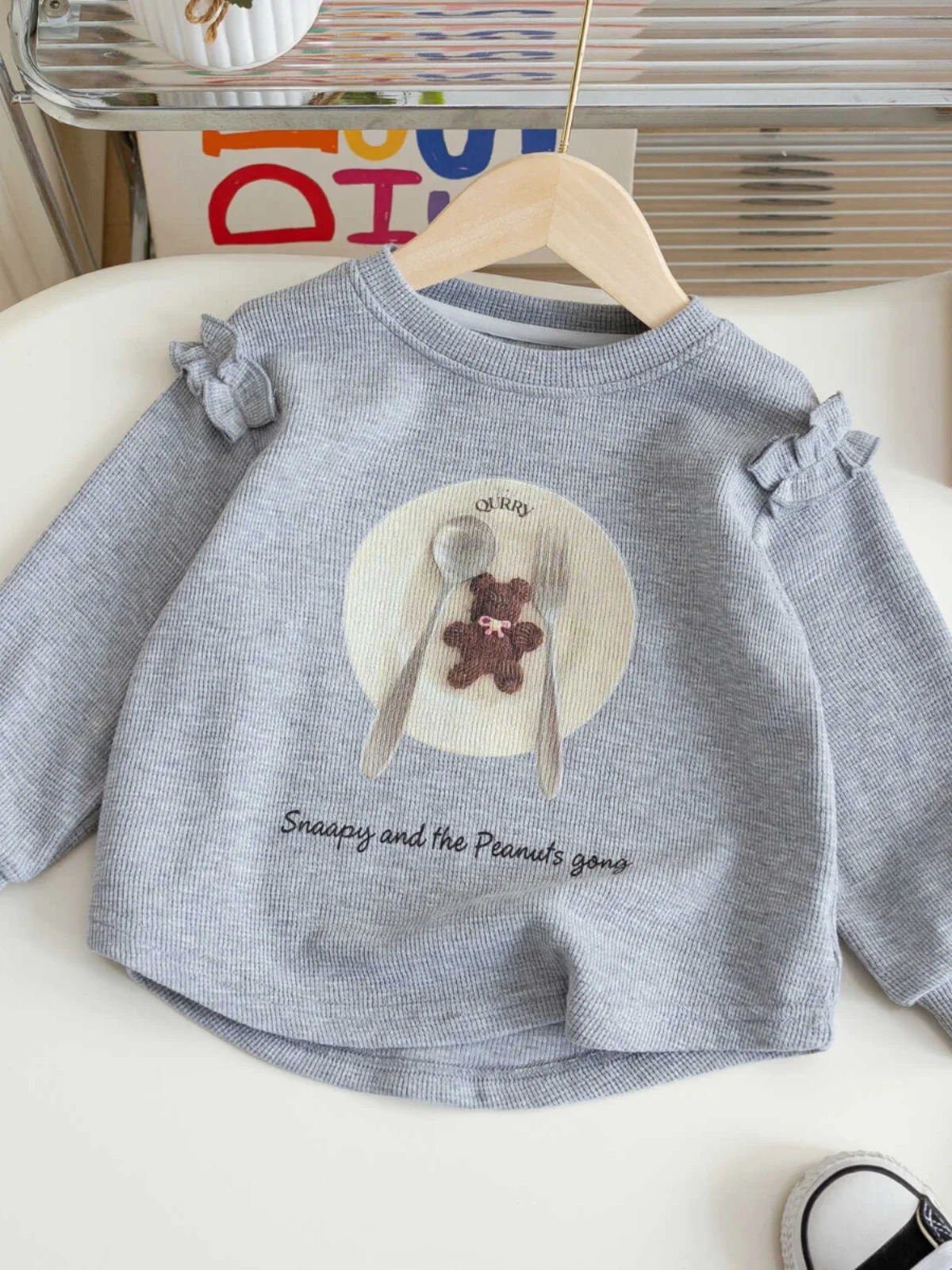 Traje de otoño para niñas, sudadera con estampado de encaje de dibujos animados, pantalones de pierna ancha, lunares, moda coreana, Top de seda para ir al trabajo, otro Material