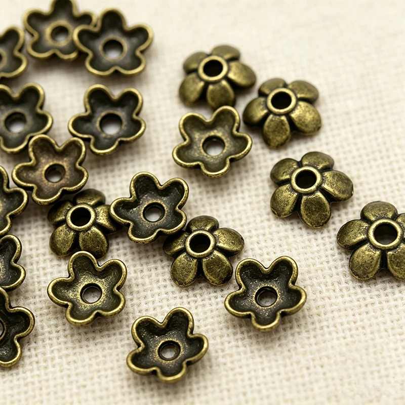 DoreenBeads Zinc Metal Alloy Beads Caps Flower Antique Bronze(Fits 8mm-14mm Beads)Flower Pattern 7mm(2/8\