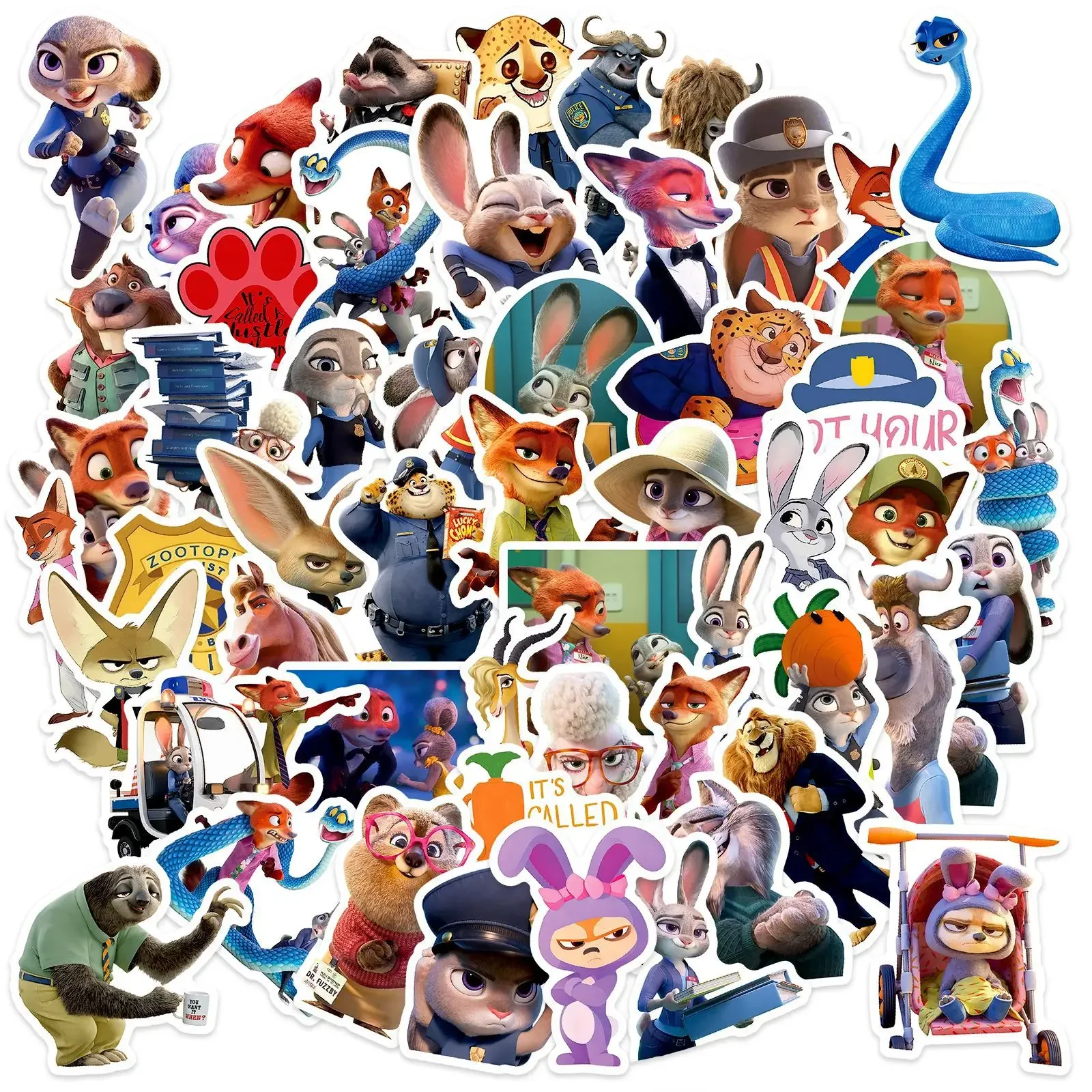 @2026!!55 قطعة/المجموعة Zootopia 2 ملصق الكرتون الكتابة على الجدران ملصقات حقيبة أجهزة الكمبيوتر المحمولة الهواتف سجل القصاصات الغيتار DIY تزيين الشارات لعبة