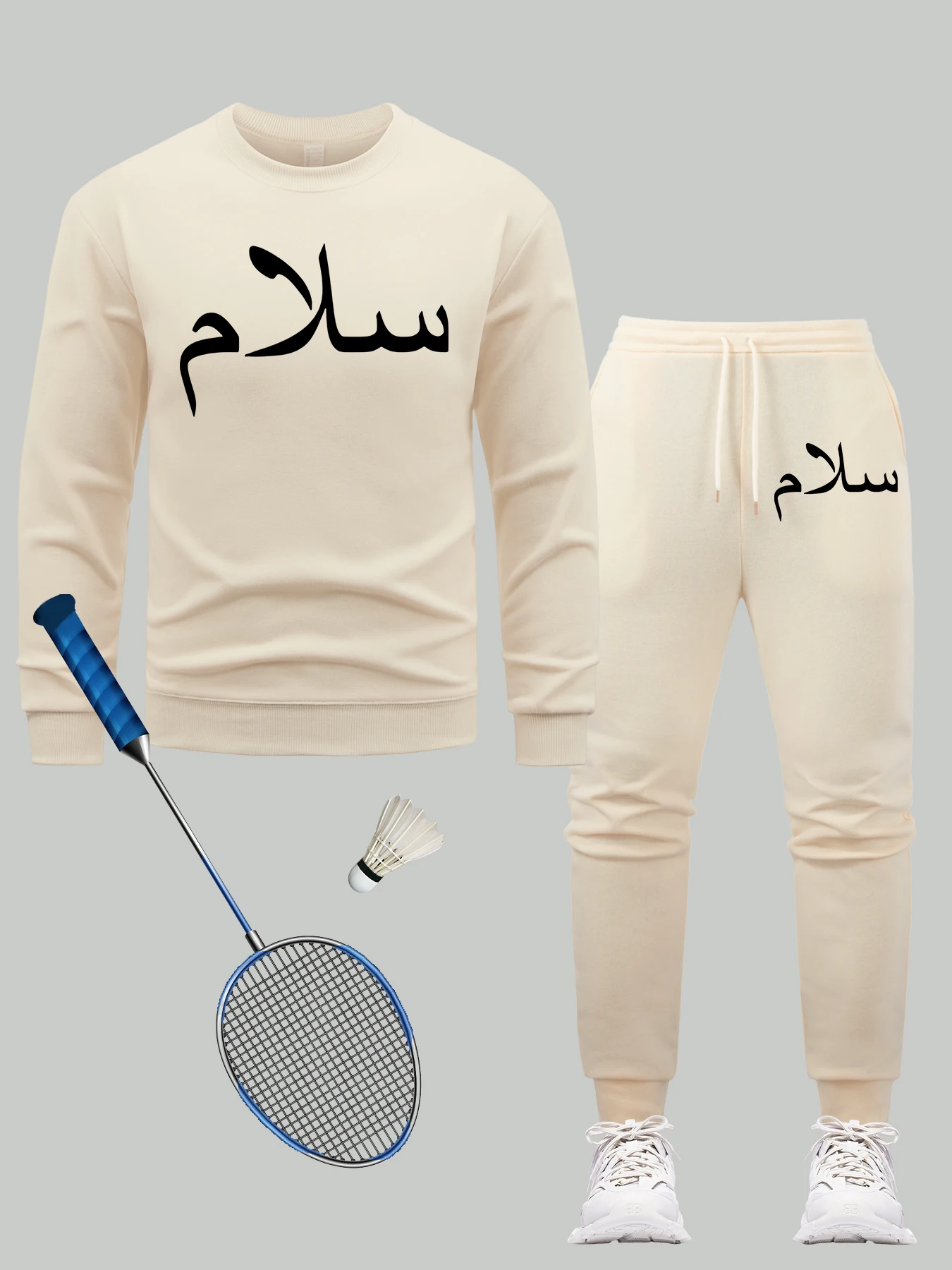 

Мужские толстовки с принтом букв Peace Art, универсальные свободные спортивные штаны, повседневные комплекты одежды с круглым вырезом, осенние флисовые брюки