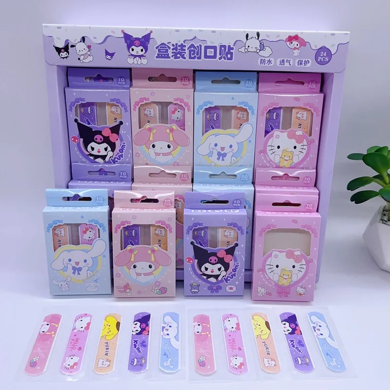 24pcs/box Sanrio Kuromi Waterproof Breathable Band Aid Cute Hemostatic Adhesive Bandages First Aid Cute Bandages Cute Bandaids