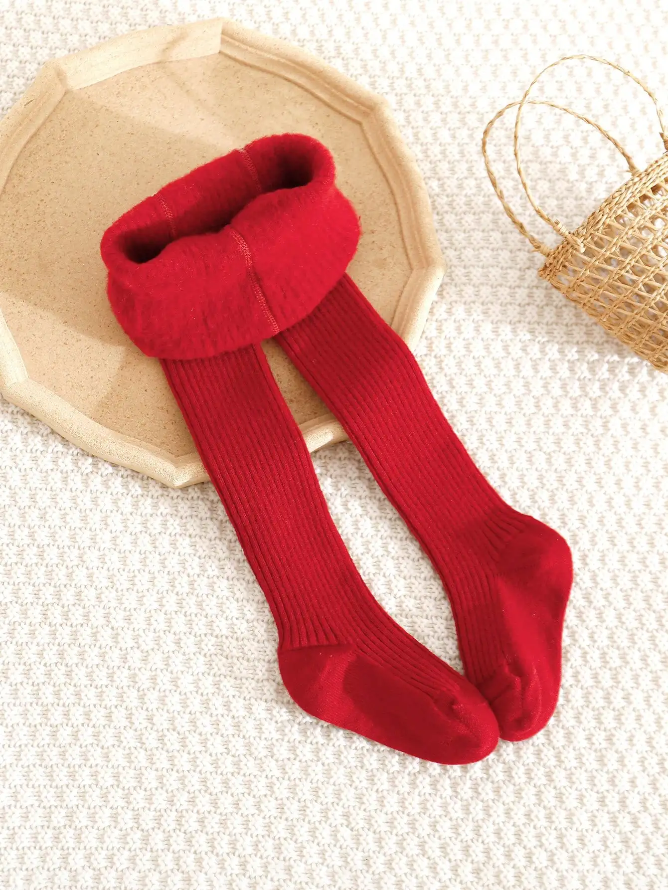 1 Stück Kinder-Strumpfhose mit vertikalen Rippen und Fleece-Futter, einfarbig, warm, weich, bequem, Leggings für Herbst und Winter, ideal für den täglichen Gebrauch im Freien. – Detail 8