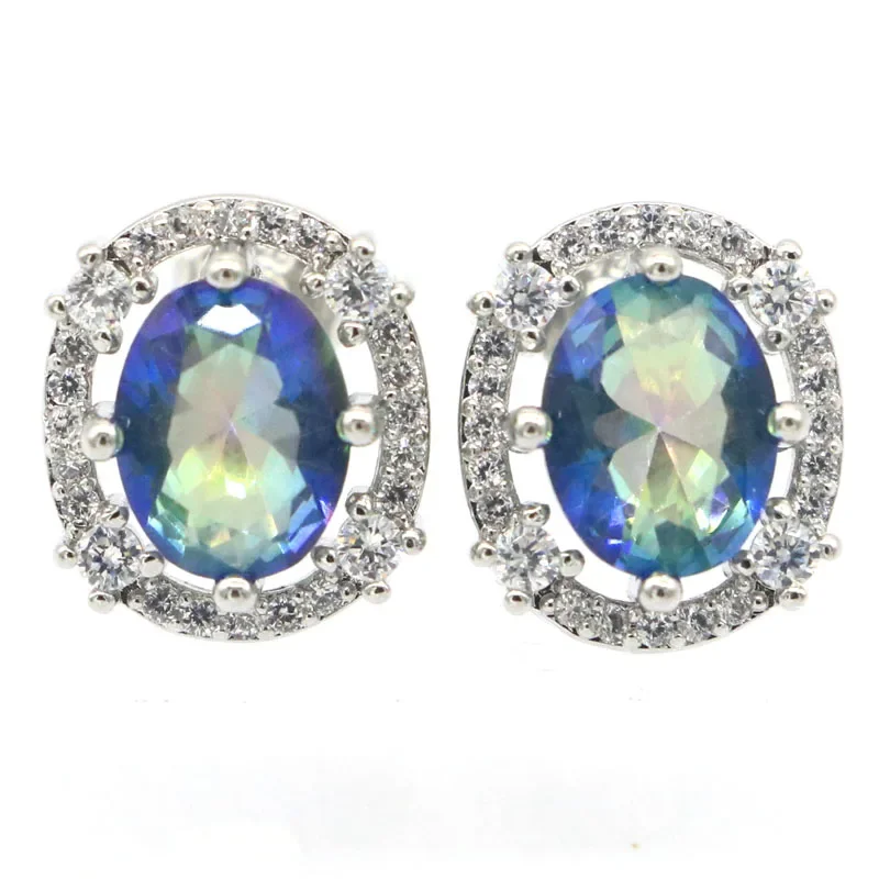 Buy 3 Get 1 Free 4g Customized 925 SOLID STERLING SILVER Stund Earrings Tourmaline London Blue Citrine Tanzanite Mystic Topaz CZ