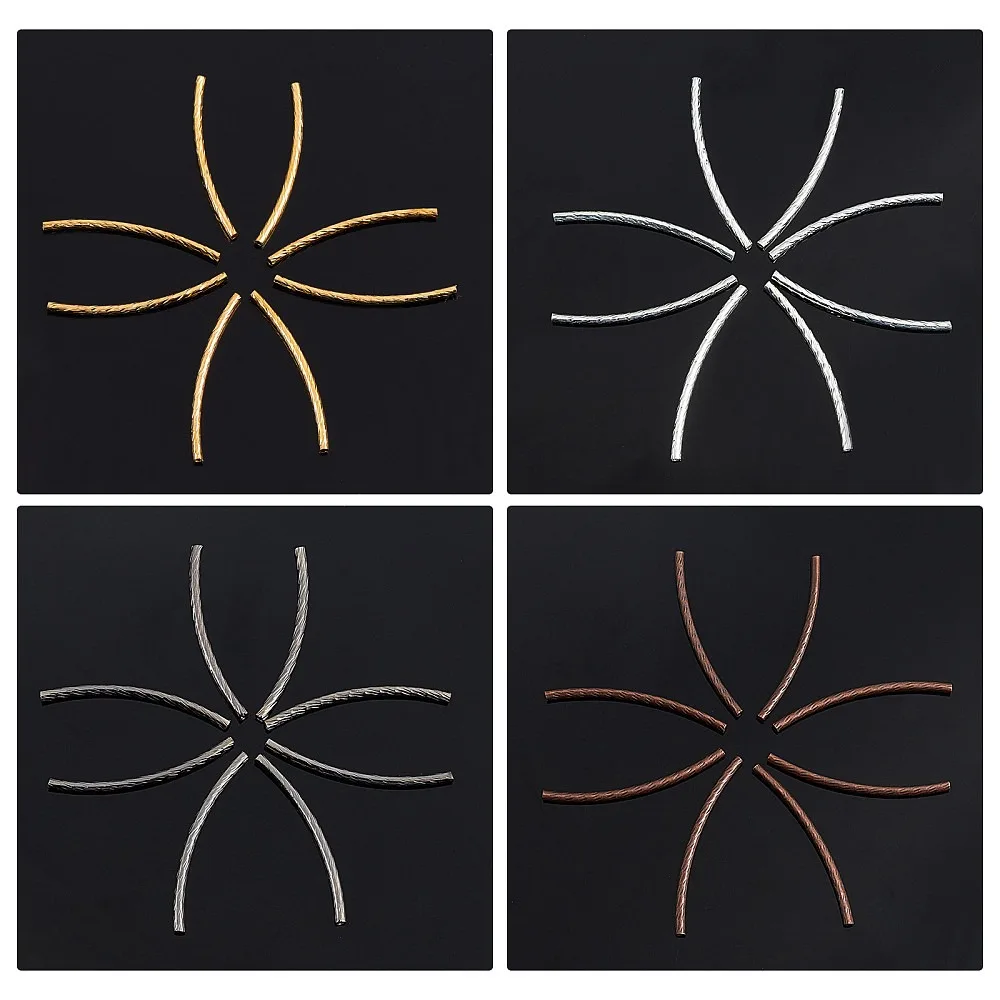 240pcs 4 Colors Curved Noodle Tube Beads 35mm Sleek Twist Curved Long Tube Spacer Beads for DIY Wrist Bracelet Anklet Necklace