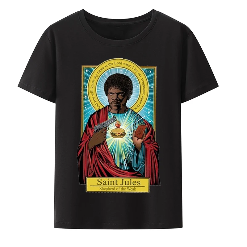 Tv Show Pulp Fiction Saint Saint Jules TShirt Catholicism Movie Short-sleev Tops Harajuku Hip Hop Streetwear Film Graphic Tshirt