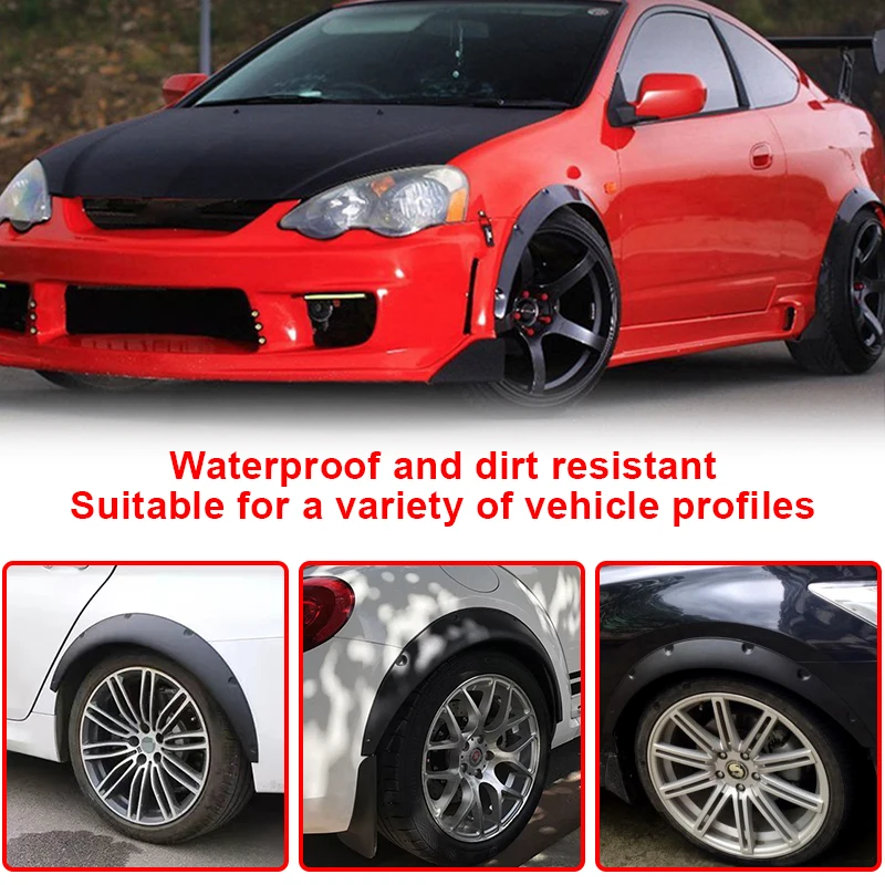 Universal 4Pcs Black Wheel Arch Fender Flares Cover Trim Mudguards Protective Lip Anti-Scratch Strips Car Accessories