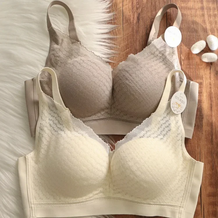 100% Natural Mulberry Silk Bra Ultra Soft Smooth Comfortable Antibacterial Mesh Breathable Bras For Women Without Steel Ring