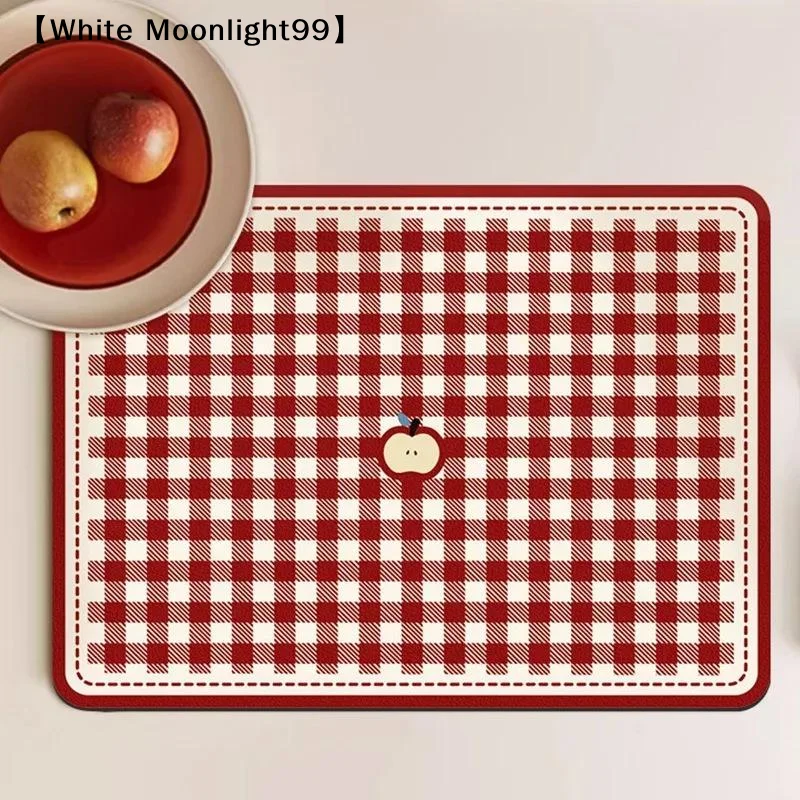 30x40cm Absorbent Mat — Cartoon Pattern, PVC Material, Highly Absorbent; Suitable For The Kitchen.〔White〕