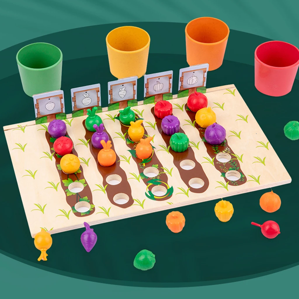 Color Sorting Counting Stacking Cups Toddlers Montessori Wooden Toy for Preschool Children Learning