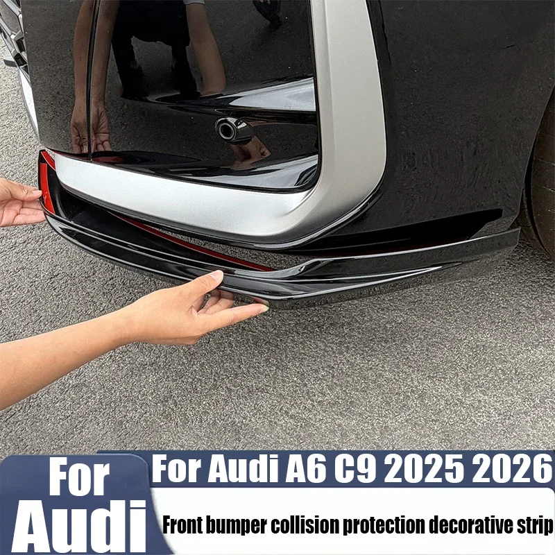 Front bumper anti-collision corner guard modification parts car exterior decoration accessories ABS For Audi A6 C9 2025 2026
