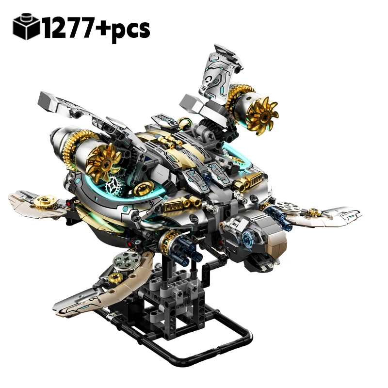 2025 creativo mecánico tortuga marina bloques de construcción Motor potencia océano criaturas DIY decoración de mesa cumpleaños regalos de navidad