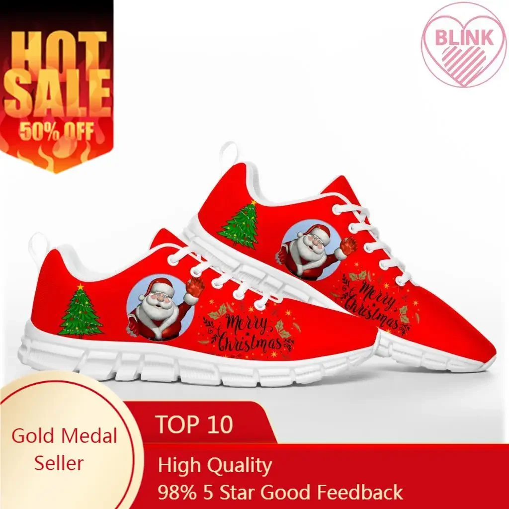 White Snowflake Red Christmas Santa Claus Snowman Sports Shoes Mens Womens Teenager Kids Children Sneakers Custom Couple Shoes