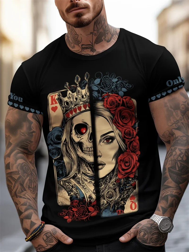 Nouveau T-shirt Homme 2026 à Manches Courtes Imprimé Crâne 3D – Tendance Décontractée Col Rond Style Hip-hop Urbain – Vêtements pour Homme
