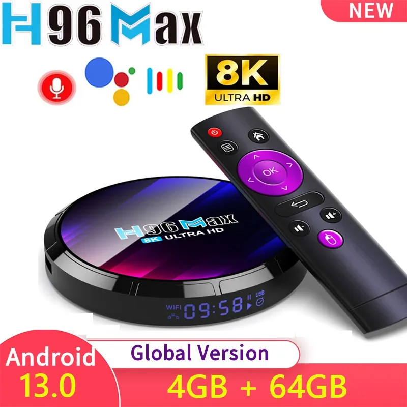 H96 MAX RK3528 Smart TV Box Android 13 TVBox 4G 64G 32G WiFi6 5G Dual Wifi 4K 8K Google Voice Assistant Media Player Set Top Box 