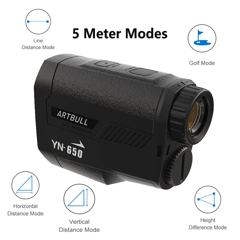 ARTBULL Golf Rangefinder 650m Telescope with Flag-Lock Slope Pin Laser Distance Meter for Hunting