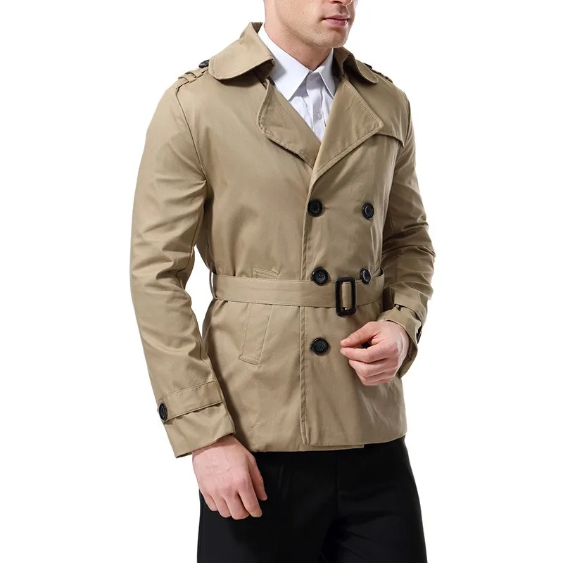 Autumn new product trend Men's double-breasted woolen trench coat Medium and long casual coat