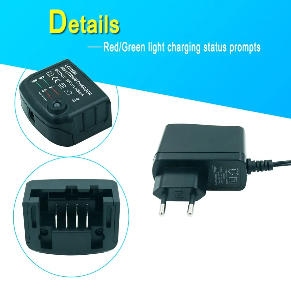 استبدال شاحن LCS1620 AC100V--240V ل الأسود و ديكر الليثيوم أدوات السلطة بطارية 14.4 فولت 18 فولت 20 فولت LB20 LBX20 LBXR20 الولايات المتحدة/الاتحاد الأوروبي التوصيل