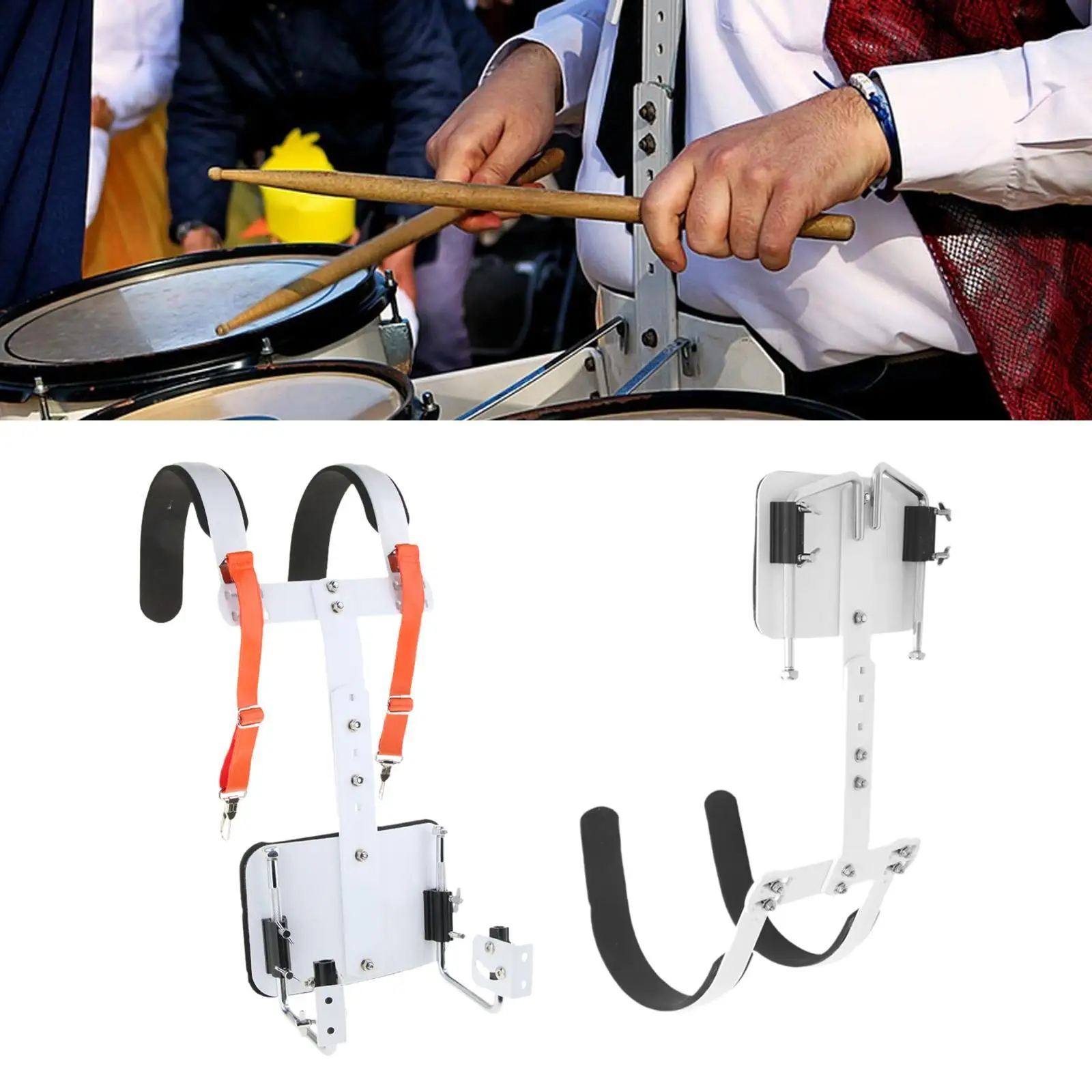 Snare Drum Carrier Adjustable Snare Drum Shoulder Strap Harness Backing Frame Percussion Instrument Supplies