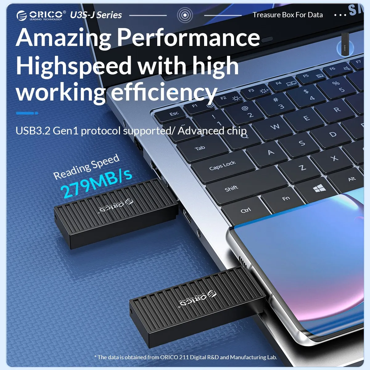 ORICO 128GB USB 3.2 Pen Drive 260MB/S Aluminum USB Flash Drive 256GB 64GB 32GB Container Pendrive for Type-C Android Micro/PC