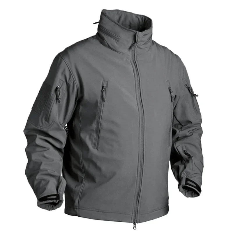 Men's Camo Tactical Jackets Hunting Clothes Jacket Soft Shell Outdoor Training Hiking Fishing Hooded Coat Waterproof Fleece Coat