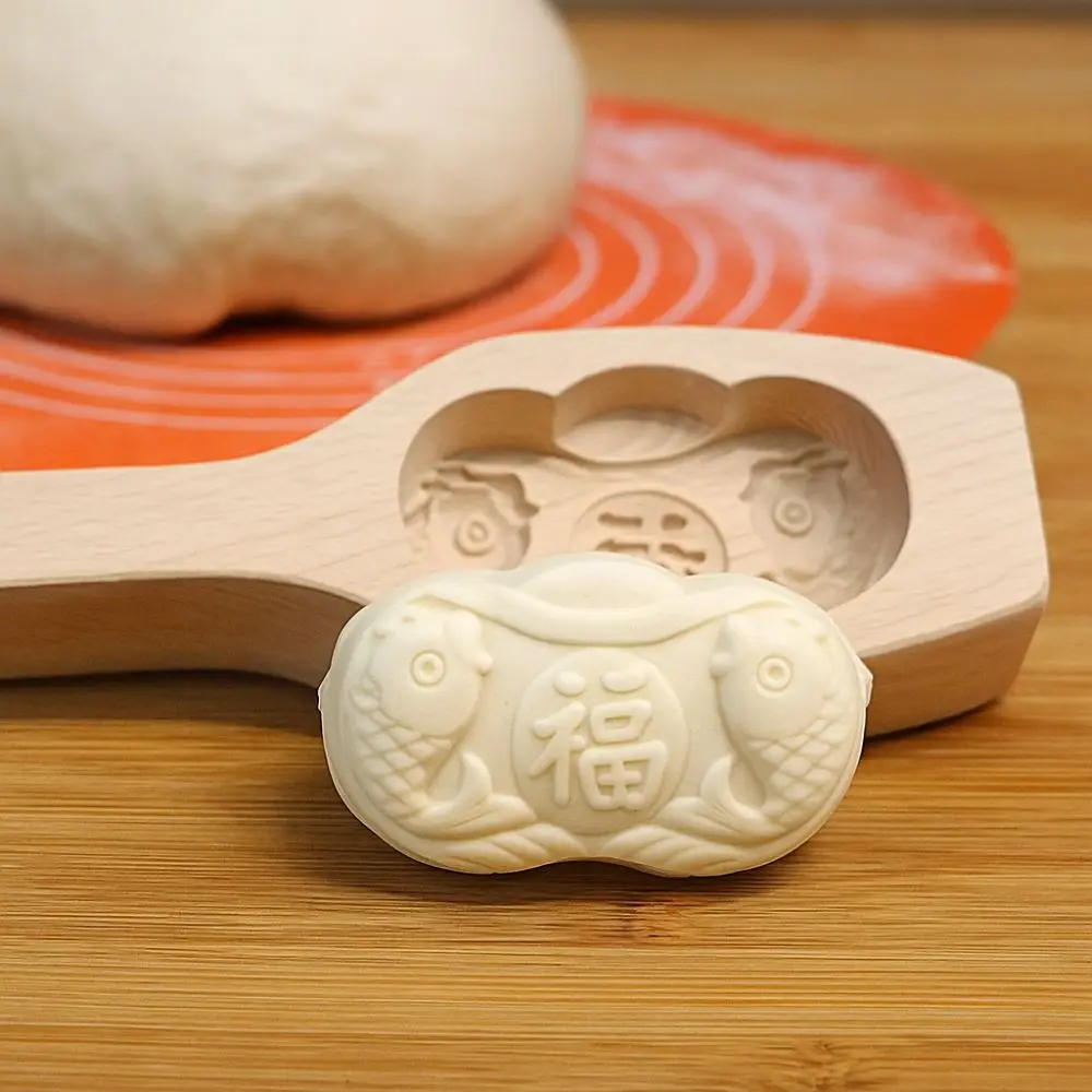 

3D Wood Baozi Mold Carved Chinese Style Steamed Bread Mold Traditional Manual Steamed Stuffed Bun Tool Mid-autumn
