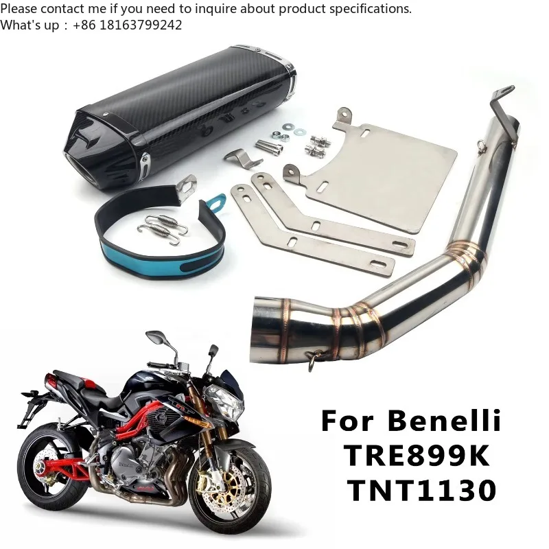 

Motorcycle Muffler Exhaust Full System for Benelli TRE899K TNT1130 Mid Tail Modification Mid Interface Rear Exhaust Pipe