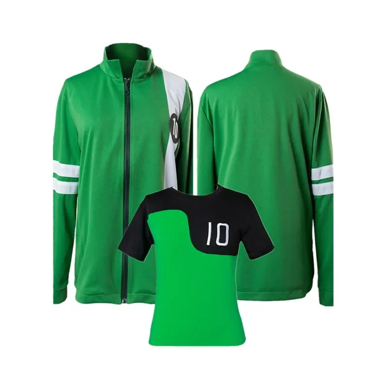 Ben cosplay Tennyson 10 costume green jacket kids Boys Girls Adult Cotton T shirt zip up jacket coat pa4513