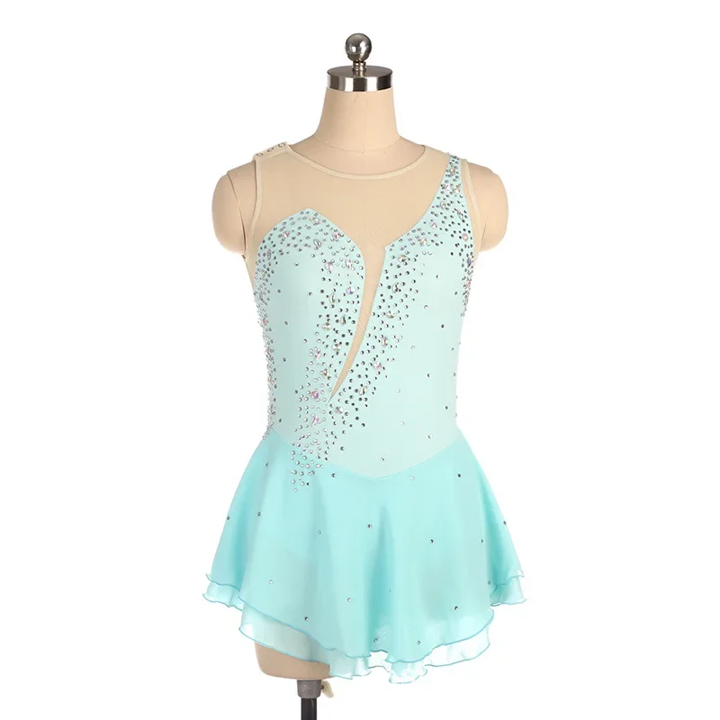 personalizzato bambino adulto pattinaggio di figura costume ragazze prestazioni competizione vestito bianco balletto tuta body da balletto per le donne