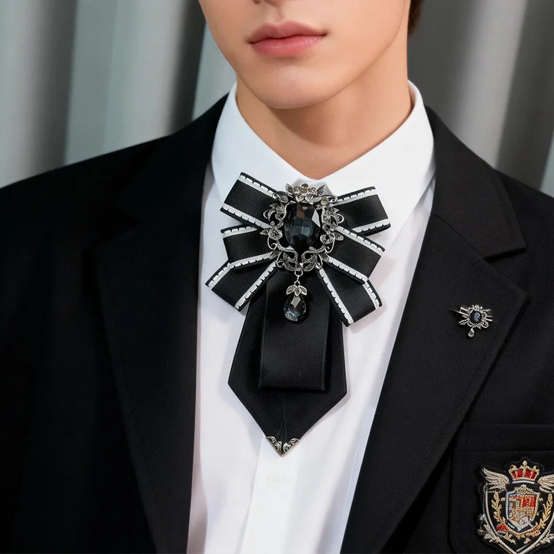 Men's Bow Tie British College Style Suit Shirt Accessories Wedding Banking Professional Collar Flowers Handmade Jewelry Gifts