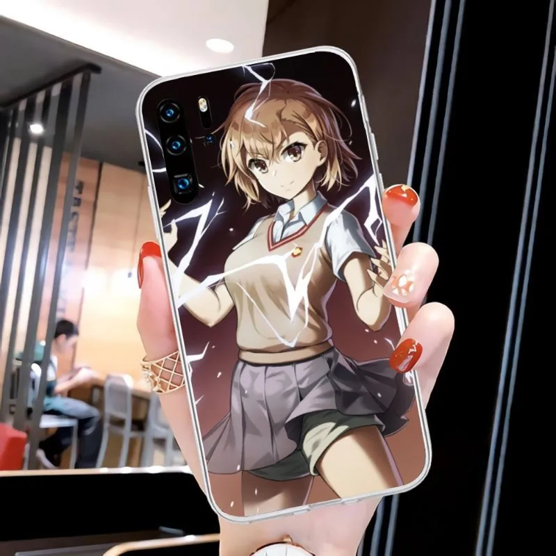 Anime Misaka Mikoto Phone Case for Huawei P50 P40 P30 Pro Mate 40 30 Pro Nova 8 8i Y7P Honor Clear Phone Cover Funda