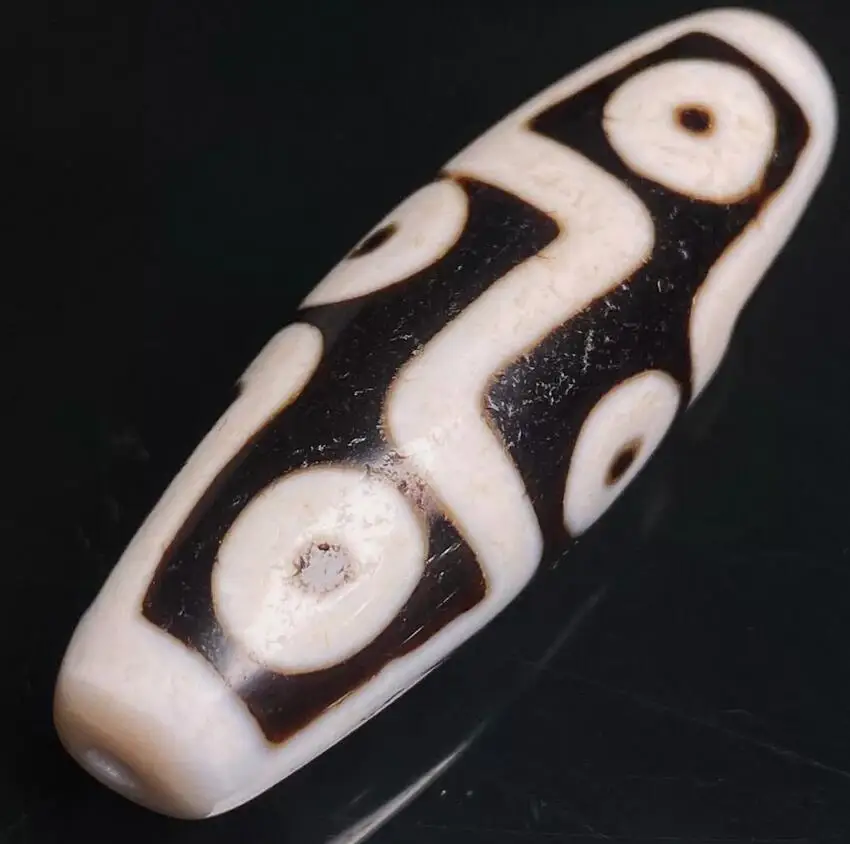 Ancient Tibetan DZI Beads Old Agate Cinnabar 9 Eye Amulet Pendant GZI 48×16mm