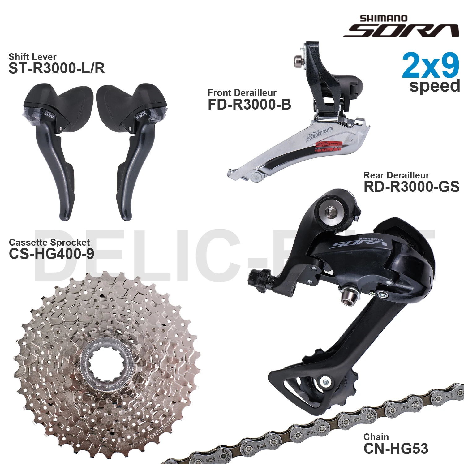 パーツ Shimano ST-3000 SORA Shimano Sora STR3000 2x9-speed Road Bike Shifter | The Bikesmiths