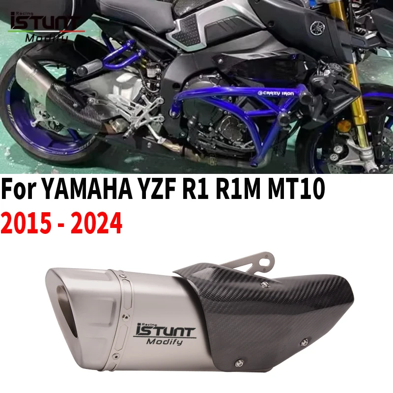 

Slip On For Yamaha YZF R1 R1M MT10 2015 - 2024 Motorcycle Exhaust Escape Moto System Modify Muffler With Cover Tip Pitbike