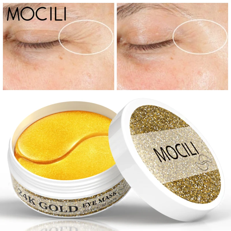 

60pcs 24k Gold Firming Eye Mask Remover Anti Dark Circles Puffiness Reduce Fine Lines Nourish Mask Moisturizing Eye Patches