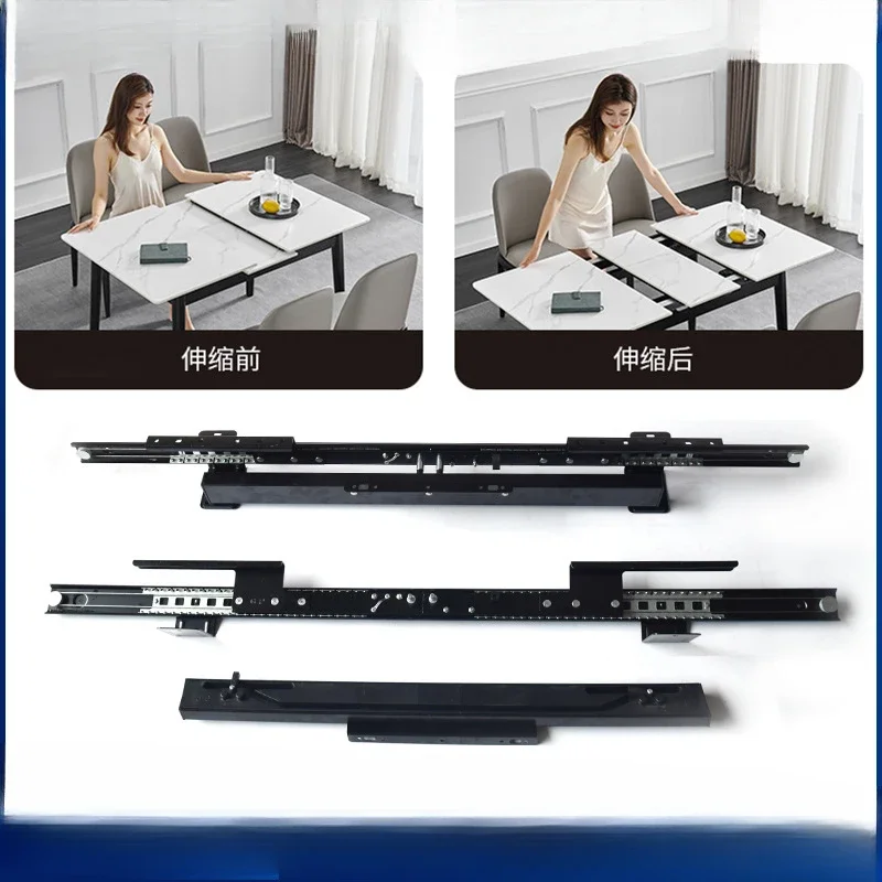 

Multi functional telescopic sliding table slide rail, bi-directional dining table folding guide rail, thickened heavy-duty