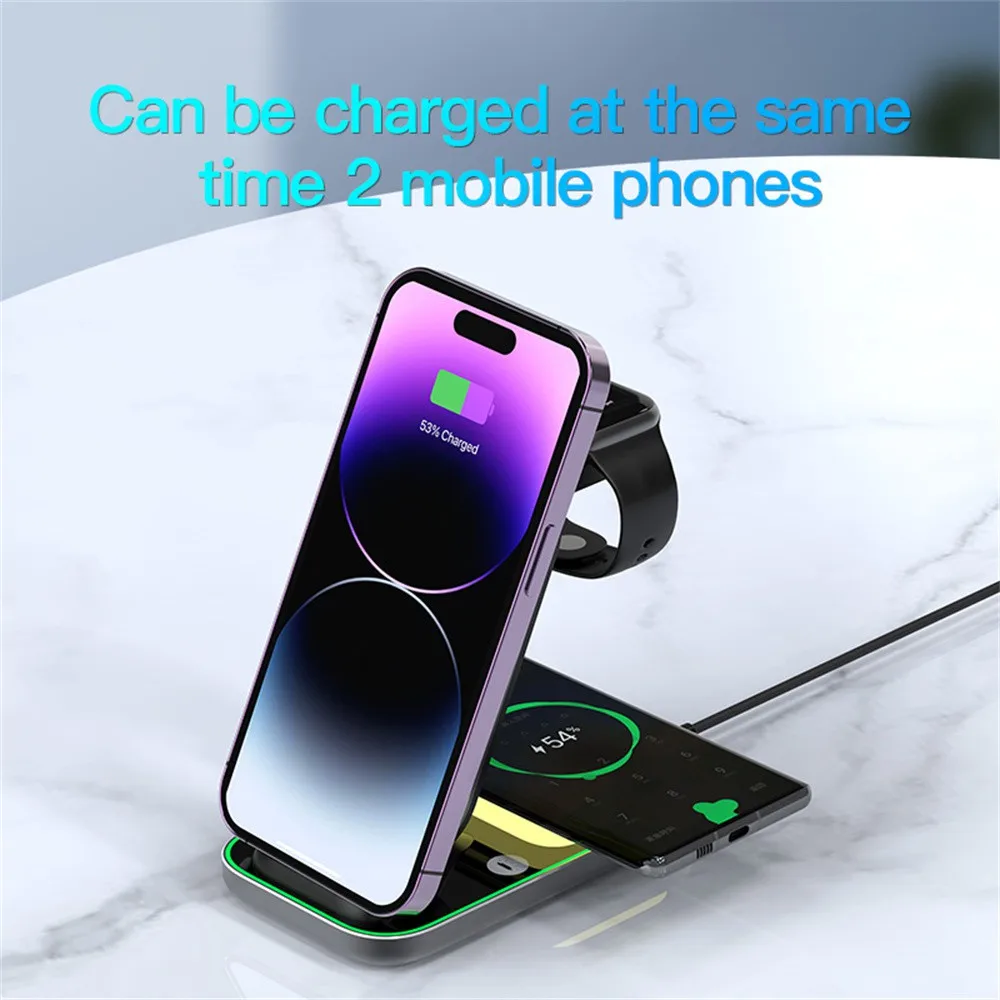 New Magnetic Wireless Charger Holder Stand For iPhone 14 13 12 Pro Max Apple Watch SE 8 7 Airpods Magsafe Fast Charging Station