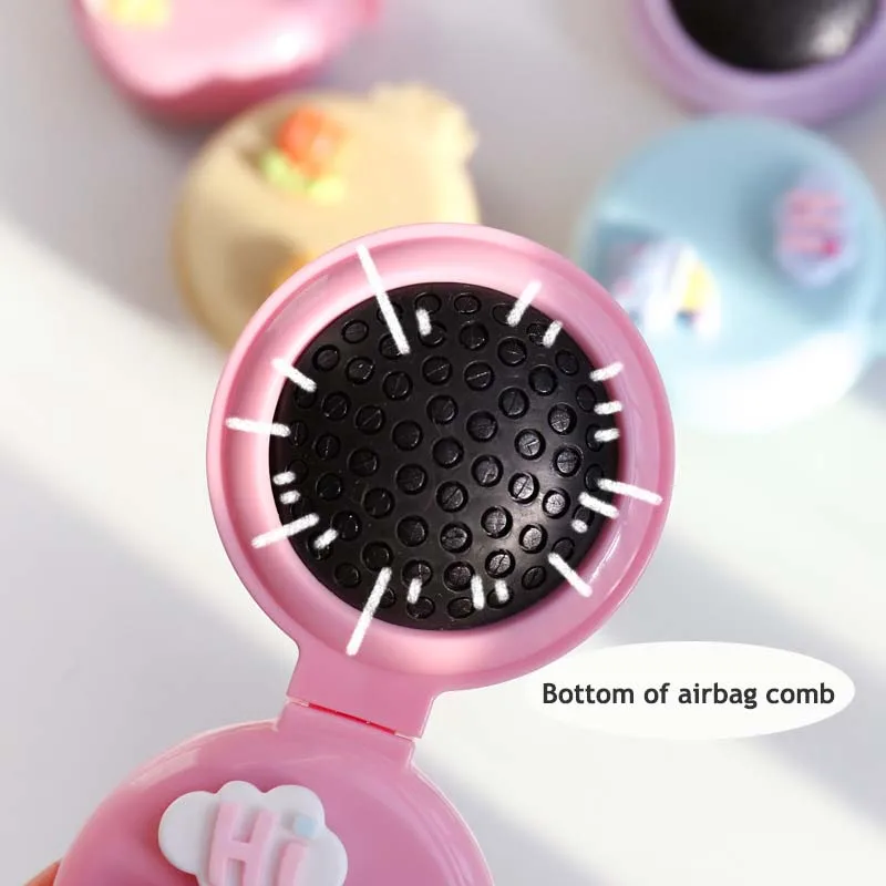 1pcs Cute Kid Hair Brushes Mini Lovely Cartoon Bear Hair Combs With Mirror For Children Girl Small Portable Massage Comb Brushes