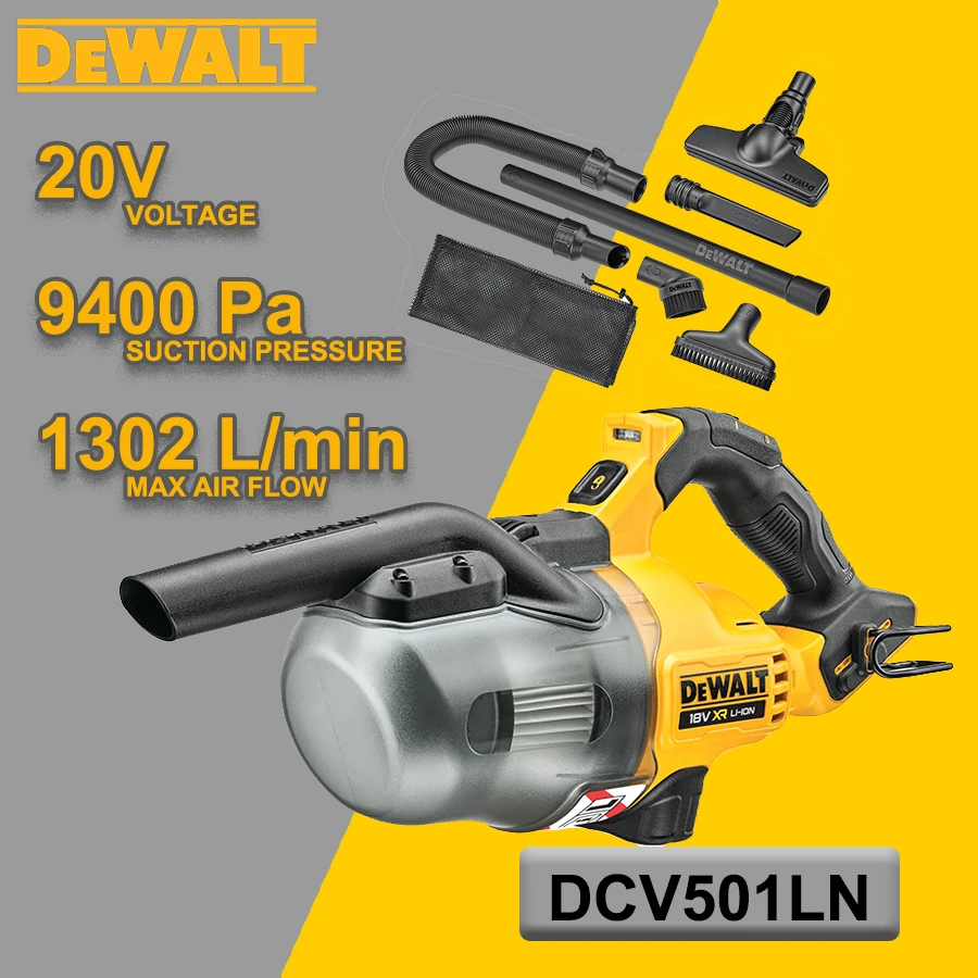 DEWALT 20V Brushless Vacuum Cleaner Cordless (Without Battery and Charger) Household Dust Collector DCV501LN