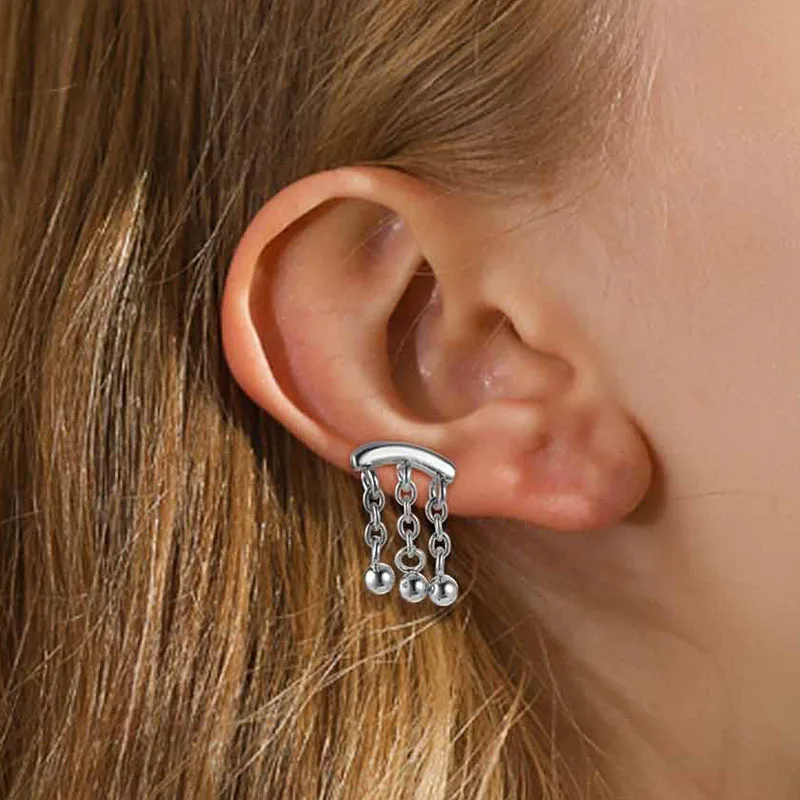 6 pieces of stainless steel stylish earrings, butterfly, snake, bee, opal and drop bead spiral piercing jewelry.