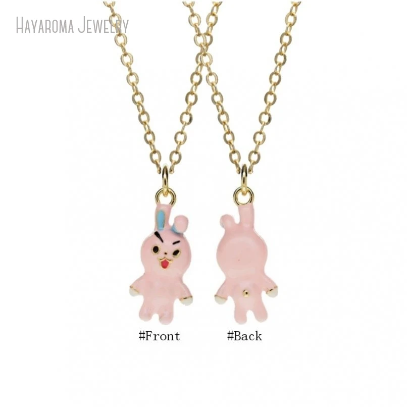 10Pcs Wholesale Jewelry Enamel Gold Color Copper Metal Animal Rabbit Chain Necklace NM51663