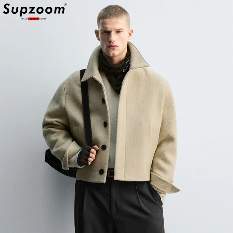 

Supzoom 2025 New Arrival Male Popular Clothes Autumn And Winter Thick Casual England Retro Single Breasted Woolen Coat Men